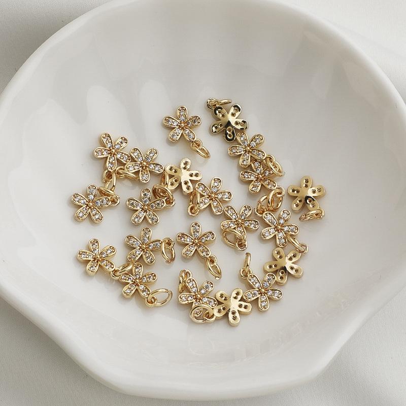 14K Gold Filled Zirkon Blumenanhänger Ohrringe mit Sonnenblumen-Kettenquasten