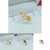 Chic Minimalist Clover Open Ring In Gold Plated Brass Colorful Gift For Girlfriend