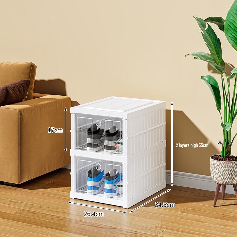 Transparent Plastic Foldable Shoe Storage Box - No-Installation Dustproof Shoe Cabinet & Movable Rack.