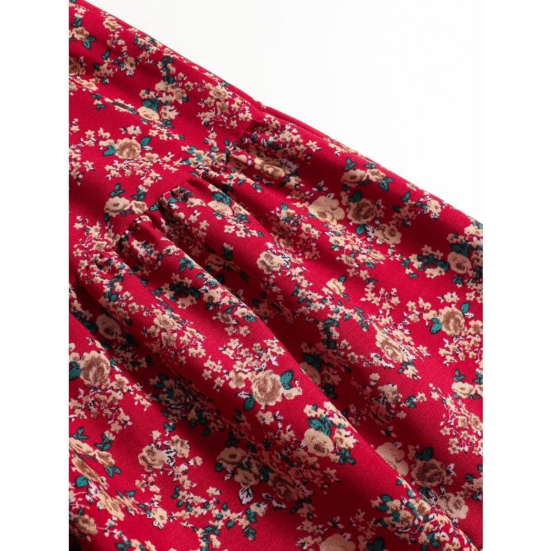 YYFS Lässige Röcke für Damen mit Blumenmuster und Frühlings-Sommer-Print