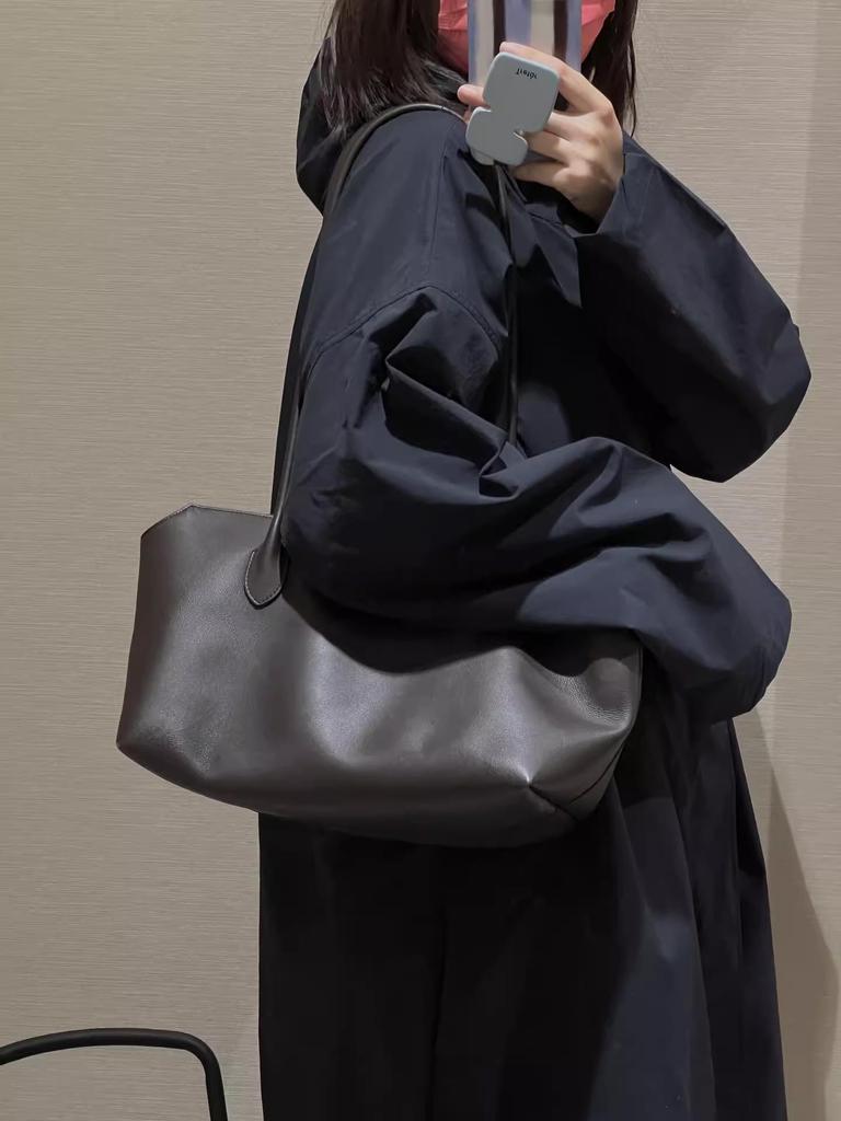 Minimalist Genuine Leather Shoulder Tote - Large Capacity, Premium Commuter Handbag