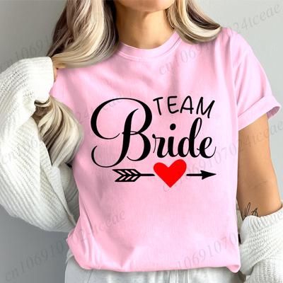 New Fashion Team Bride Tee T-Shirt Womens Vintage Wedding Party T-Shirt Funny Bride T-Shirt Tops Women's Tees Streetwear