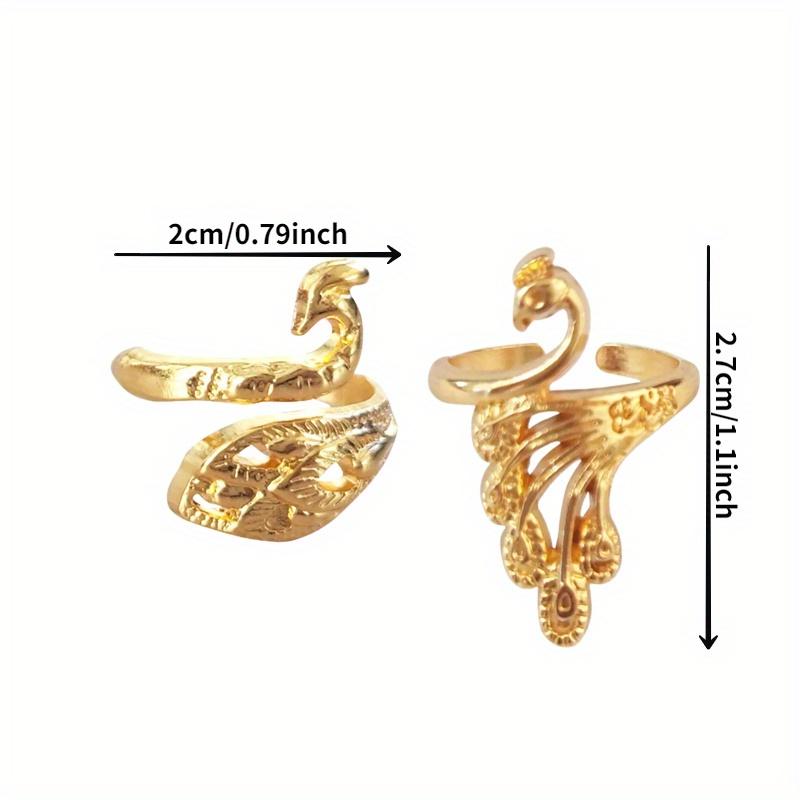 2 PCS Metal Knitting Tools Handamde Peacock Finger Ring Blade Needle Braiding Crochet Yarn Guide Accessories Ring Wool Crafts
