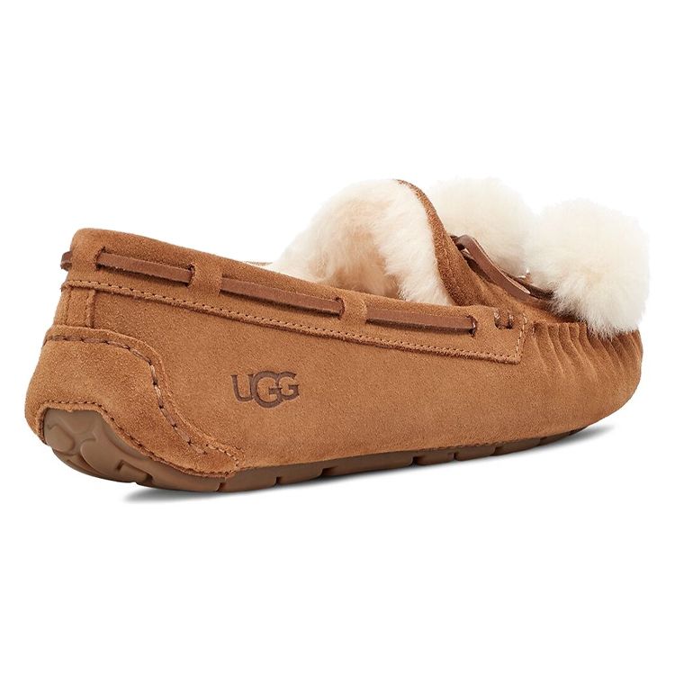 UGG Dakota Pom Pom Casual Slip-On Suede Flats Women Flats Chestnut 1124030-CHE