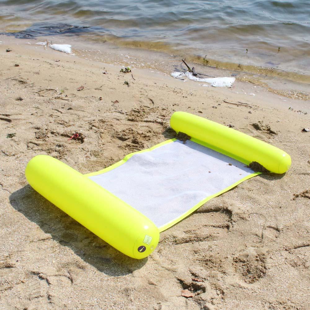 Foldable Striped Pool Hammock: New Style Inflatable Float & Mesh Recliner