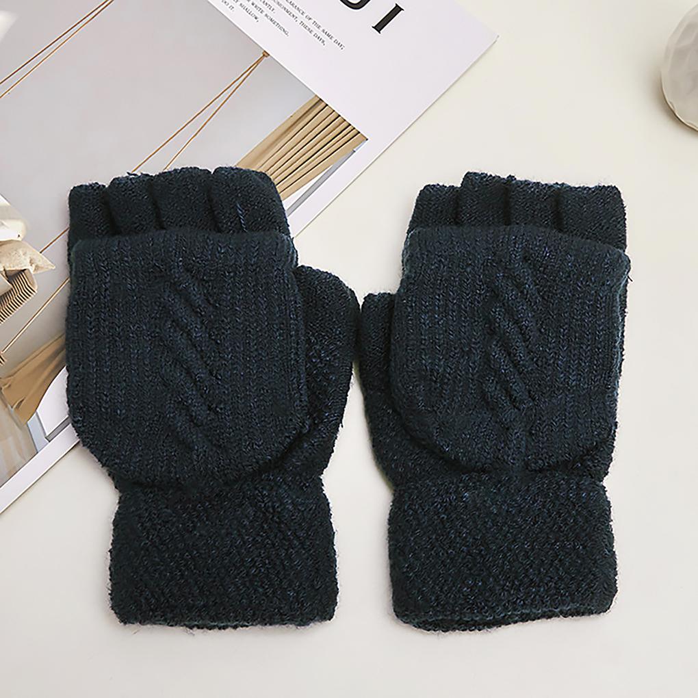 1 Pair Knitted Top Cycling Gloves Adjustable Half Finger Full Finger Winter Outdoor Hiking Warm Cotton Mittens