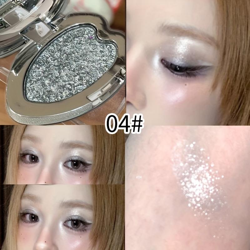 Metallic Glitter Heart Monochrome Eyeshadow Palette, Waterproof & Sweatproof, Soft Blend Formula, Suitable for Music Festivals, Stage Performances