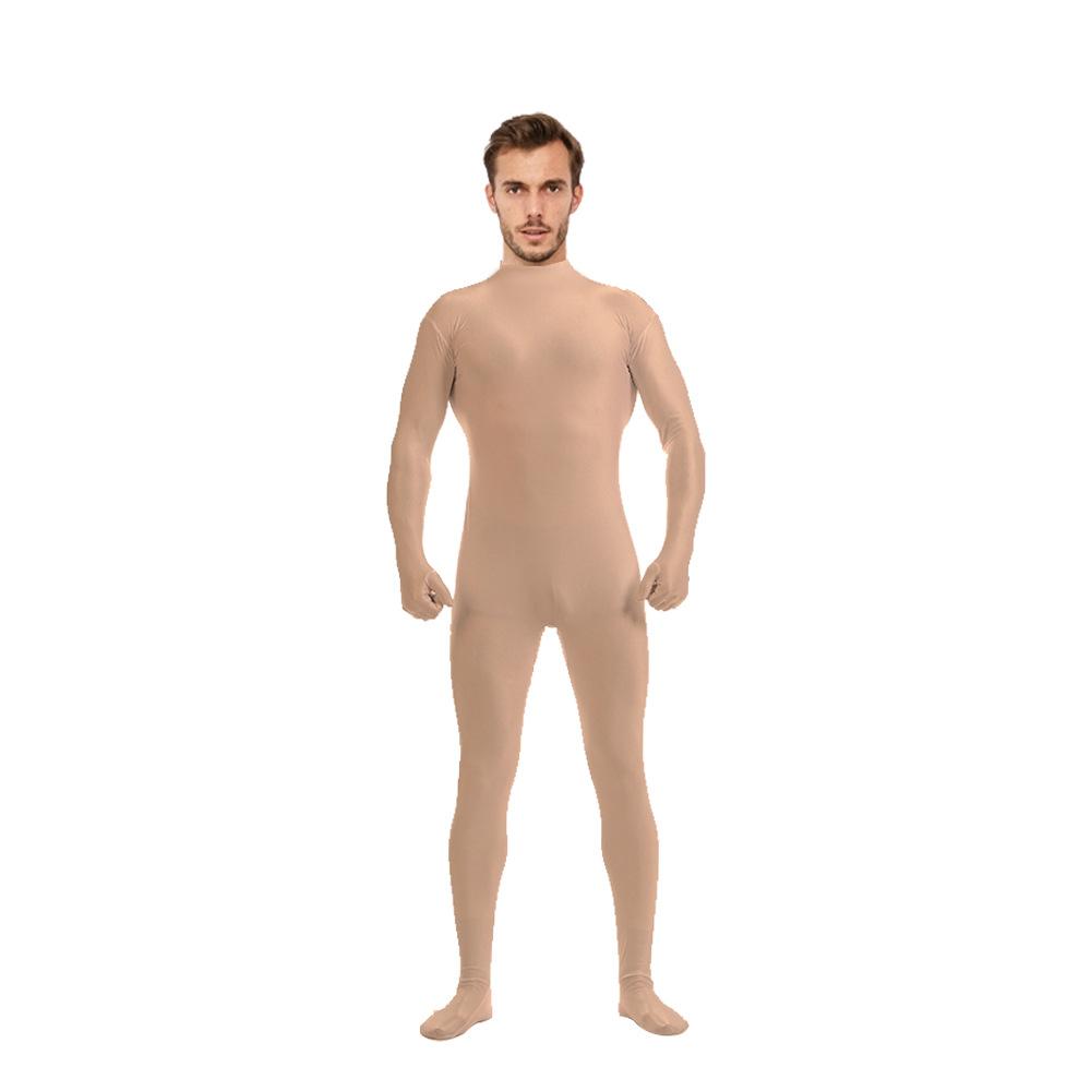 Men's Leaking Head All-inclusive Tights Half-pack Onesie Zentai Solid Color Clothes Dance Clothes Stage Performance Clothes