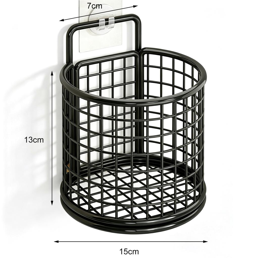 Portable Adhesive Hook Wall Basket Metal Mesh Kitchen Organizer No Drill Hanging Garlic Onion Storage Rack