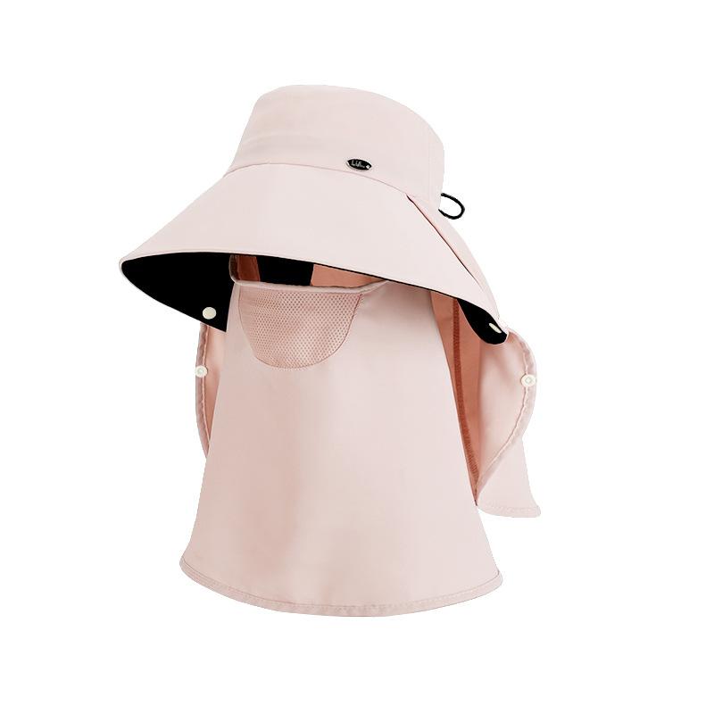 Spring Summer Sun Hat Women's Outdoor Cycling Removable Mask Sunscreen Hat Big Hat Brim Shawl Neck Protection Fisherman Hat