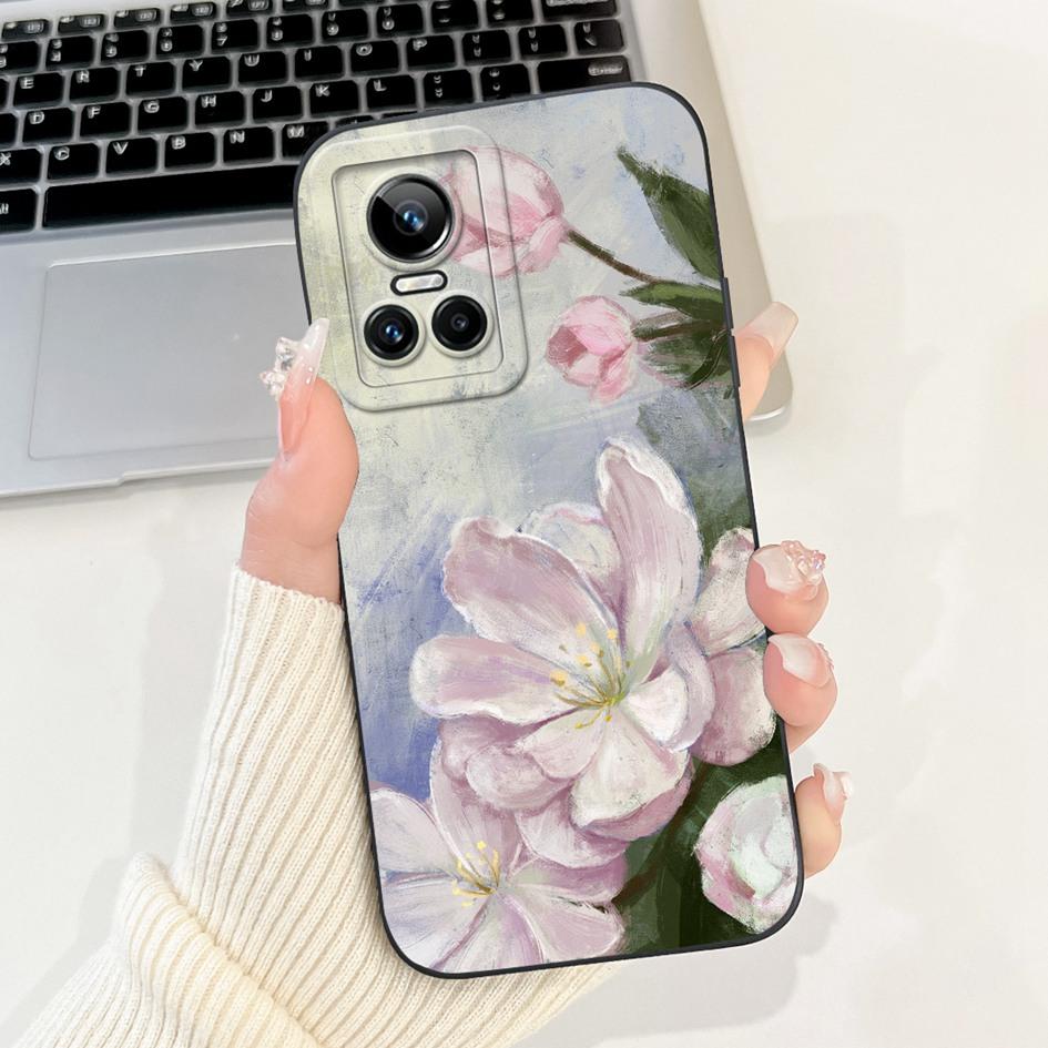 For Realme GT Neo 3 Case RMX3561 RMX3560 Shockproof Cover Fashion Tulip Soft Silicone Matte Phone Cases For Realme GT Neo3 Coque