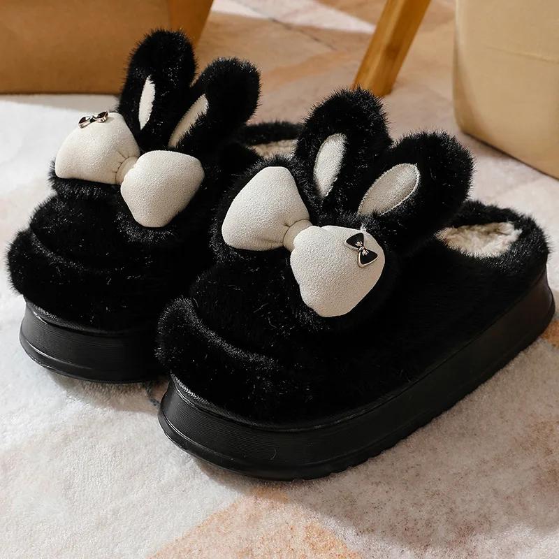 Fashion Winter Women's Slippers Plush Warm Indoor Anti Slip Comfortable Cute Home Platform Couple Cotton Shoes Korean Chanclas Mujer