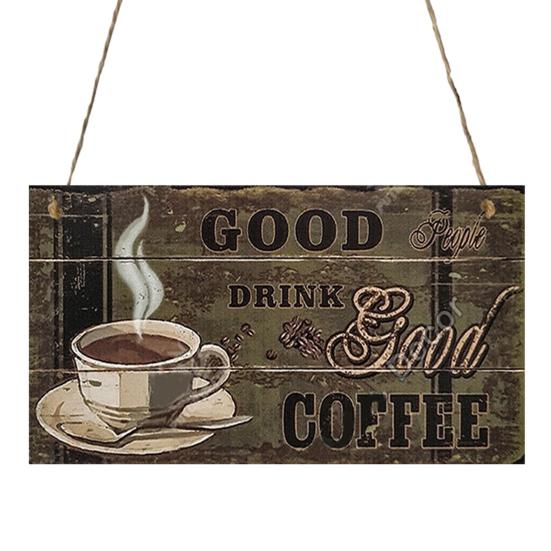 Front Door Sign Smooth Edge Exquisite Pattern Lanyard Design Burr Free Not Easily Deformed Coffee Bar Hanging
