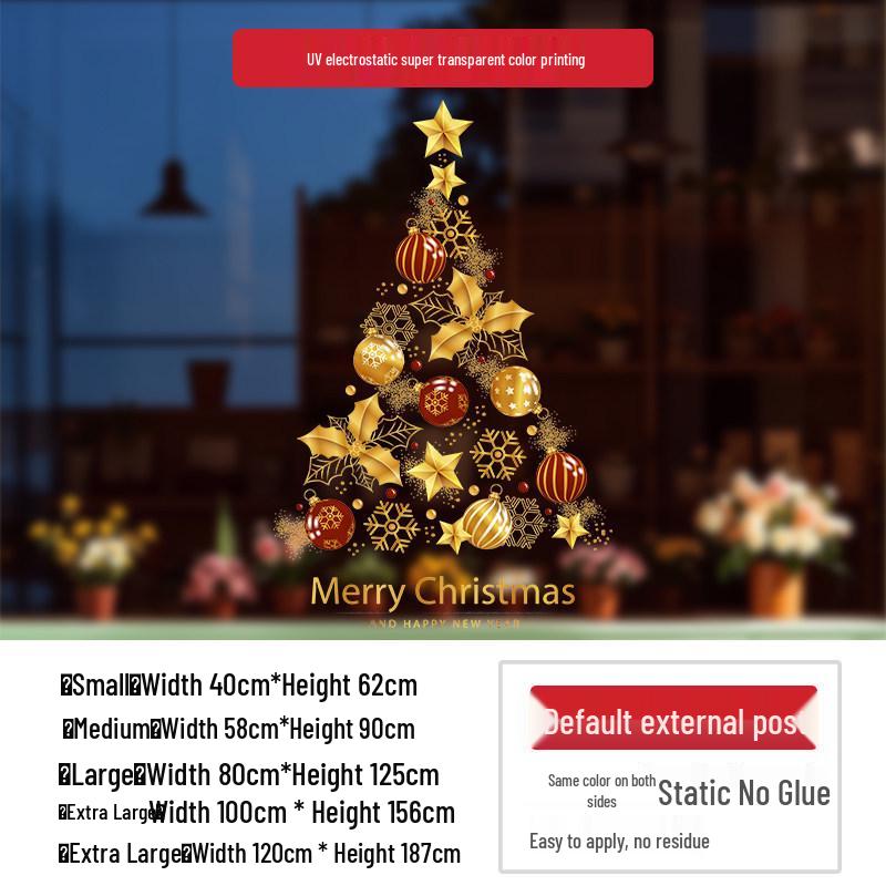 2026 New Year Electrostatic Glass Stickers for Christmas Tree and Shop Windows