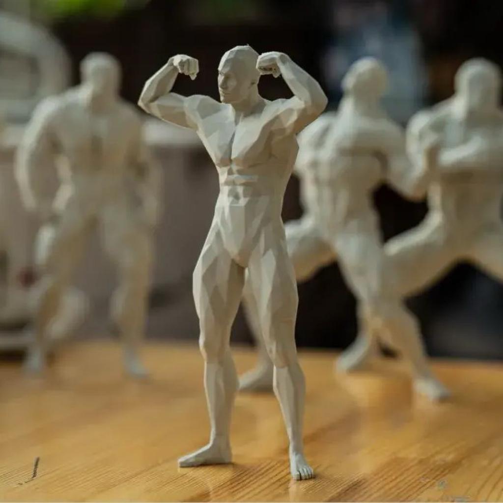3D Yoga Pose Figurine – Male Plastic Desktop Ornament for Home & Office Decor