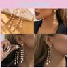 Elegant And Simple Asymmetric Pearl Tassel Earrings For Women