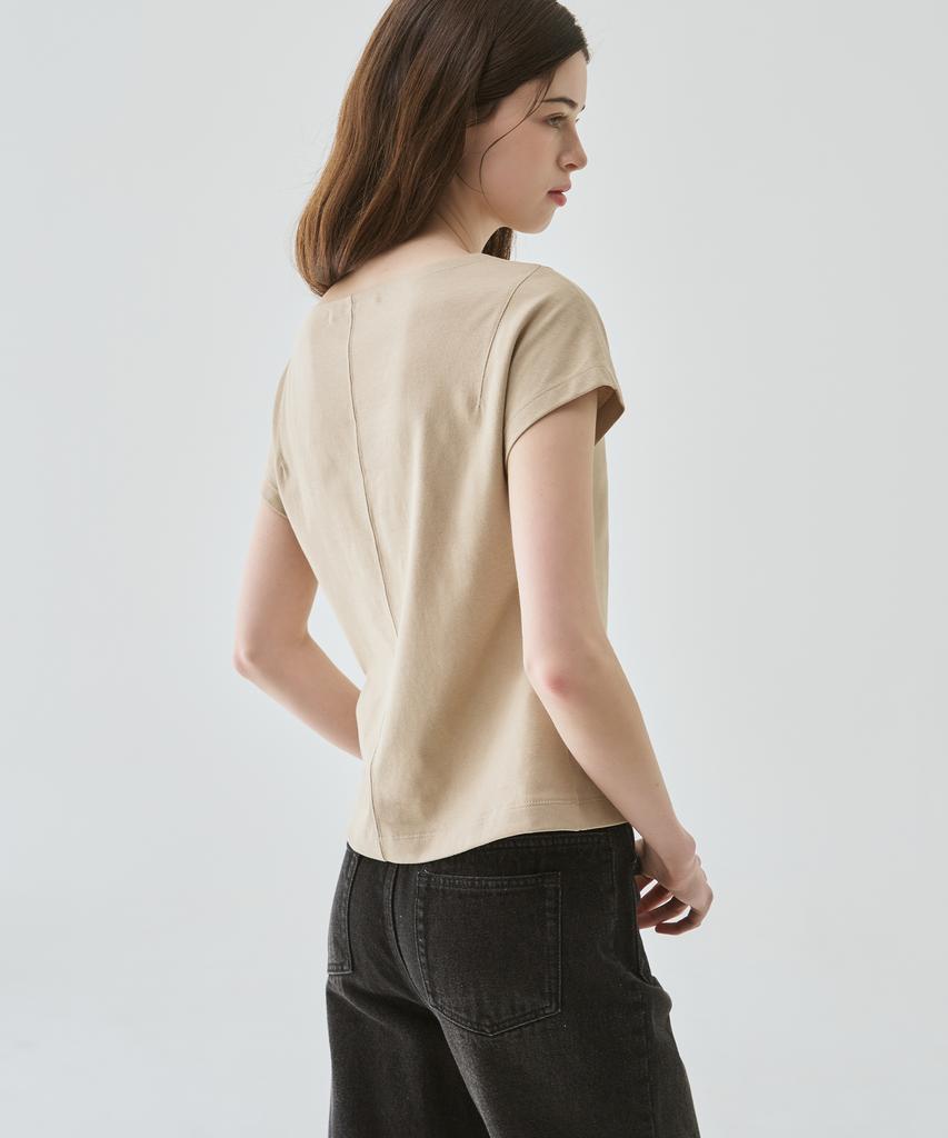 Deuloupisumeon Supima Silket Dolman Boat Neck Short Sleeve T-Shirt [Black]