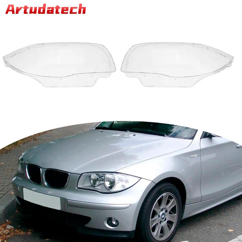 Artudatech 2PCS Front Headlight Glass Clear Cover For BMW 1-Series E81 E82 E87 E88 03-11 Car Accessories