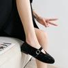 Fashion Red Velvet Buckle Strap Mary Janes Shoes Women Elegant Spring Autumn Flannel Flats Shoes Black Casual Ladies Shoes Footwear New