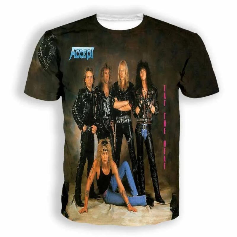 Vintage Men's T-shirt Classic Band Accept 3D Printed T Shirts Man Women Hip Hop Short Sleeve Tee Fashion Street Men Top Clothing