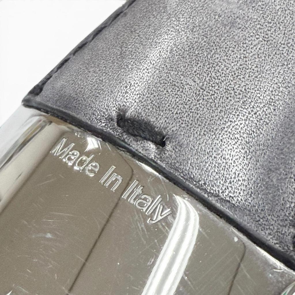 Great BERLUTI key ring Silver scritto leather mens Used