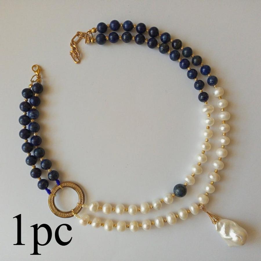 Women Imitation Lapis Lazuli Baroque Pearl Clavicle Necklace Fashion Jewelry разноцветный