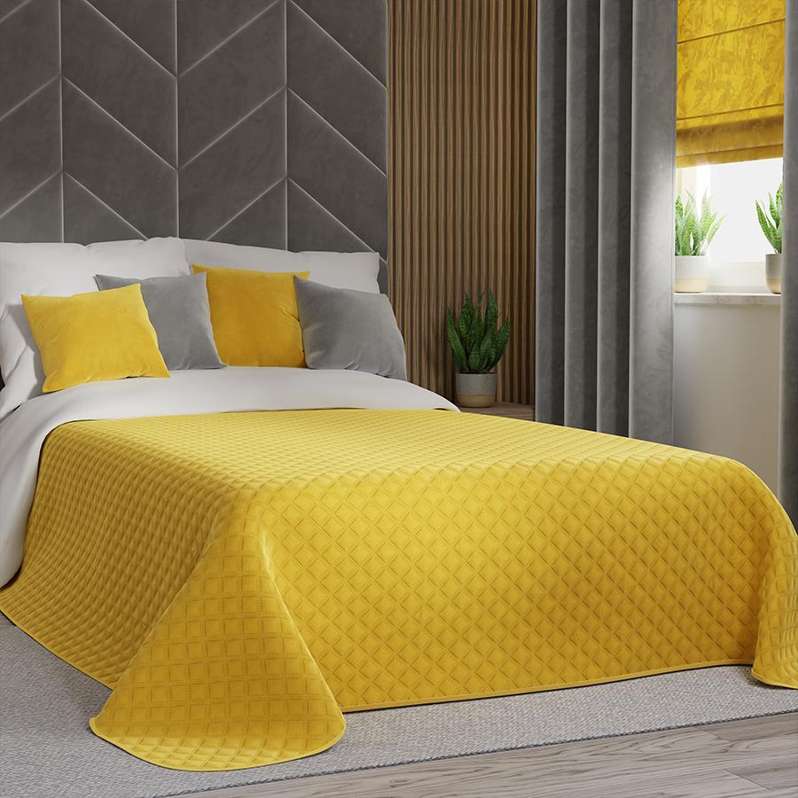 VELVI Quilted Bedspread - Sunny Yellow - 170x210 cm