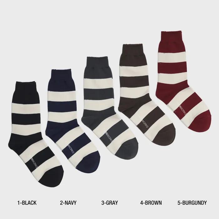 [Basic Color 5-Pack] Work#rugby / Rugby Wide Stripe Fashion Socks