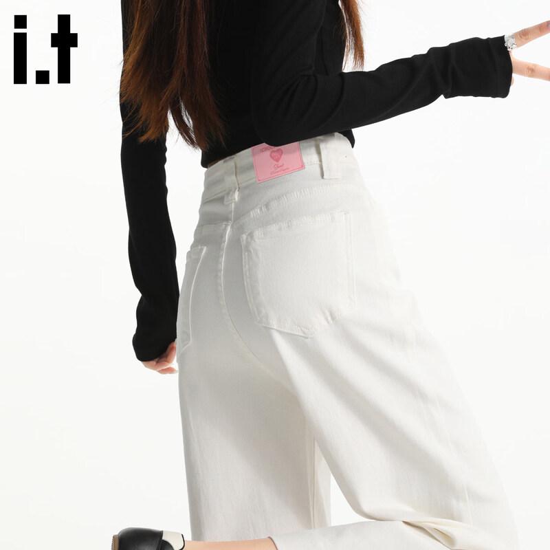 CHOCOOLATEit Women's Off-White High-Waisted Wide-Leg Crop Jeans