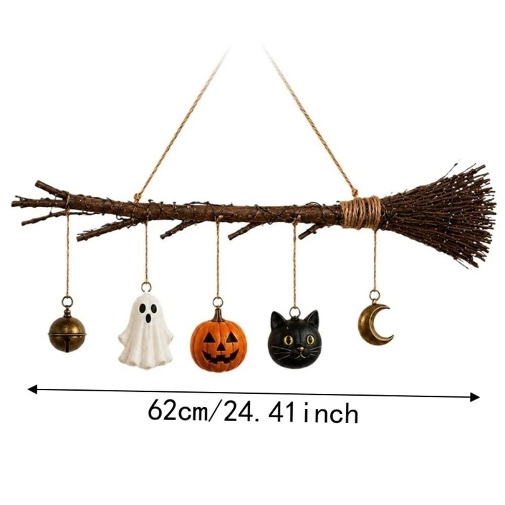 Glowing Halloween Wall Art LED Lighted Glowing Broom Ghost Halloween Props Haunted House