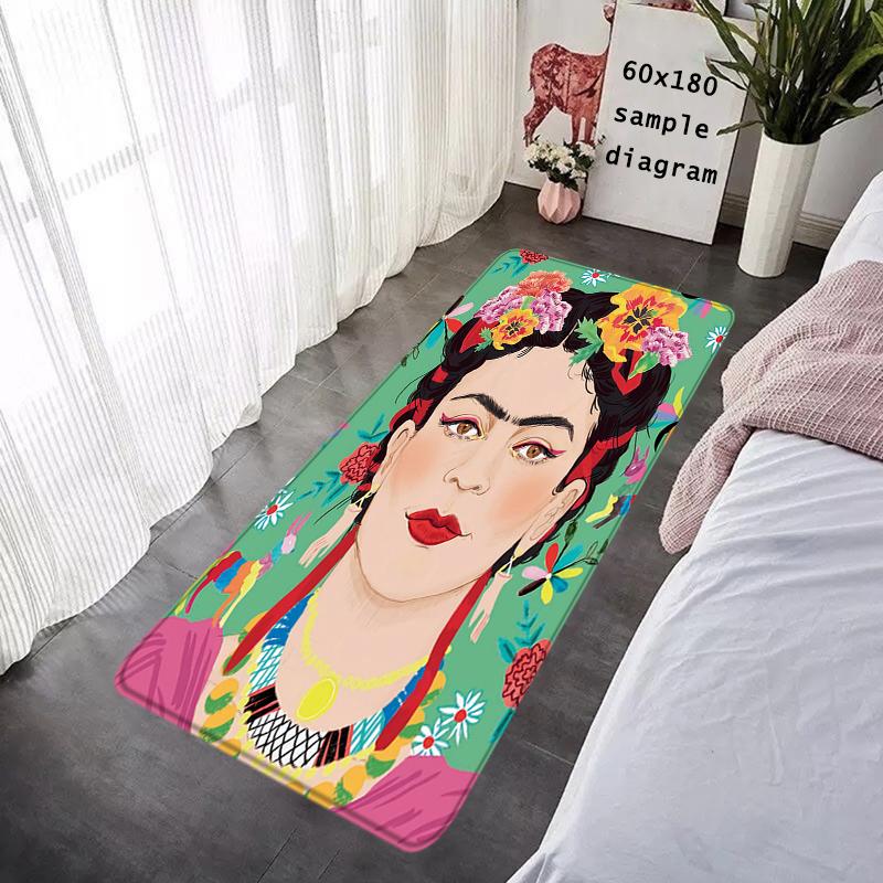 Doormat Flannel Floor Mat Indoor Foot Rug F-Frida K-Kahlo Bedside Mats Kitchen Corridor Absorbent Carpet Ideal for Balcony Decor