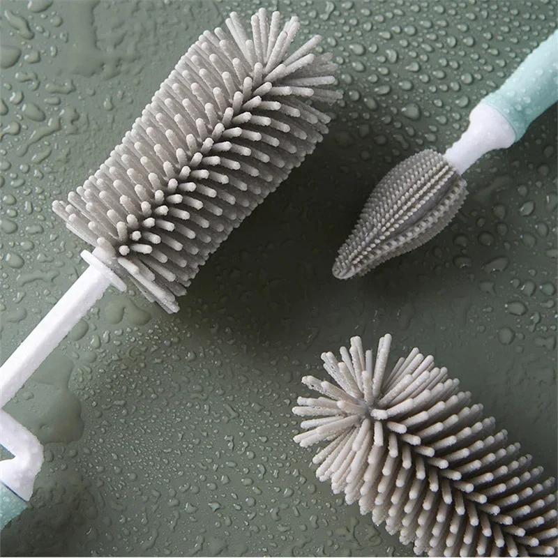 Silicone Bottle Cleaning Brush Baby Pacifier Straw Scrubber Food Grade Material 360 Degree Glass Washing Kitchen Cleaning Tool