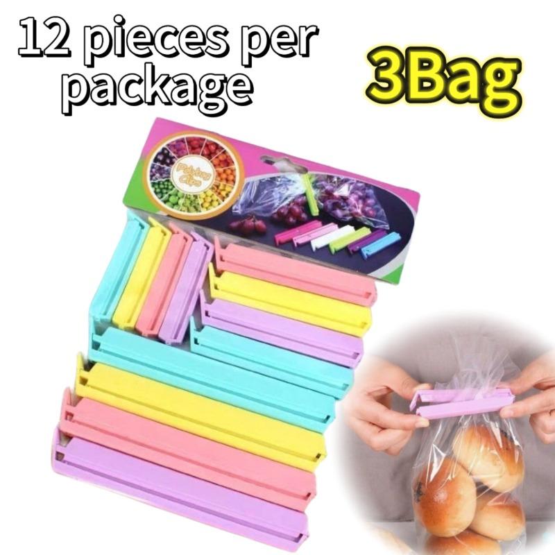 12pcs/Set New Food Snack Package Clip Bag Sealing Clamp Plastic 7/10/15cm Multi Color Portable Organization Kitchen Storage Tool