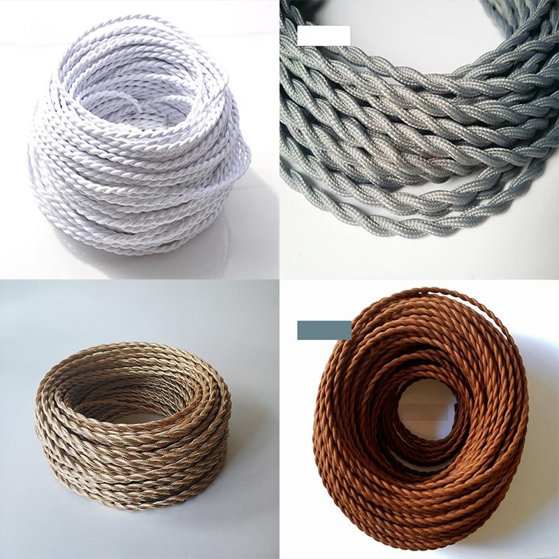 0,75 mm * 2-adriges elektrisches Kupferkabel, Vintage-Gewebekabel, gedrehtes Textilkabel, 2-adriges Textilkabel, Pendelleuchtenkabel, Edison-Beleuchtung