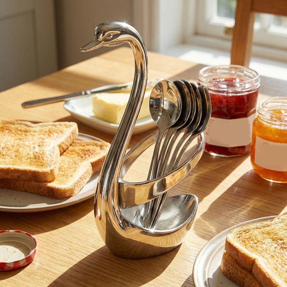 Anti-Rust Swan Shape Cutlery Holder Zinc Zinc Zinc Alloy Swan Tableware Holder  Hotel