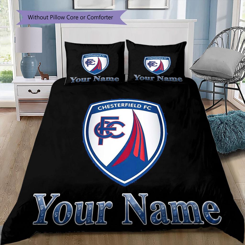 Chesterfield Fc Crest Custom Name Pattern Bedding Quilt Set Quilt Cover Pillowcase Home Birthday Gift(1 * duvet cover + 2 * pillowcase, without core)