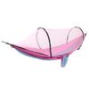 Outdoor Automatic Strut Hanging Parachute Cloth Mosquito Net AntiRollover Hammock(Light Blue Pink )