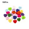 100 Pieces Heart Shape Plastic Buttons Knitting Sewing Fastener Mixed Color Button with 2 Holes DIY Connector for