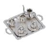 Miniature Tea Set Lifelike Alloy Dollhouse Tea Set Interactive Miniature Teapot Cup Plate Educational Dollhouse Kitchen