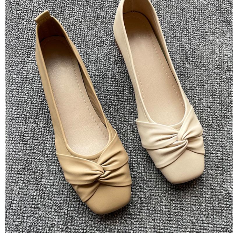 Mode Neue Mode Ballerinas Schuhe Damen Ballerinas Eckige Zehenpartie Weiß Beige Rutschfeste Ballerinas Lässig Basic Flacher Absatz