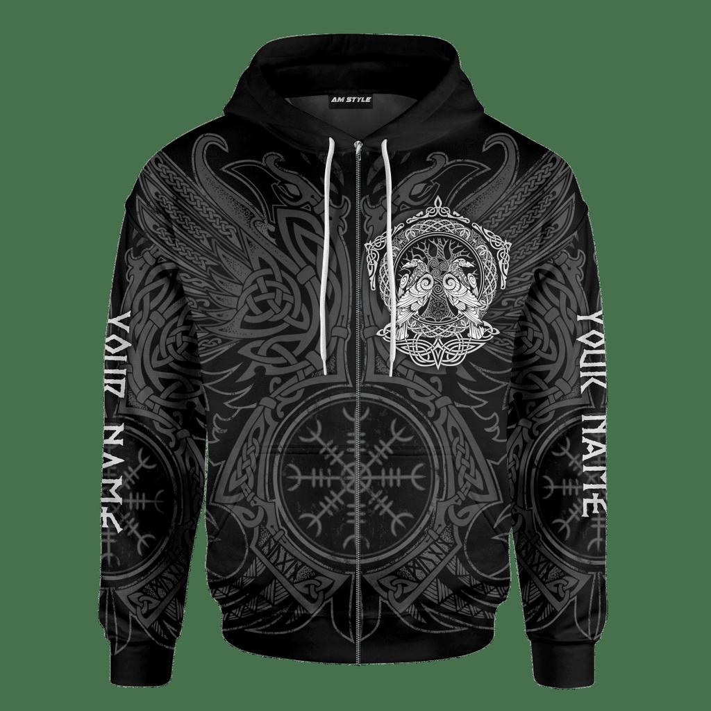 Fashion 3D Digital Tattoo Printed Long-sleeved Hoodie Style Zipper Top