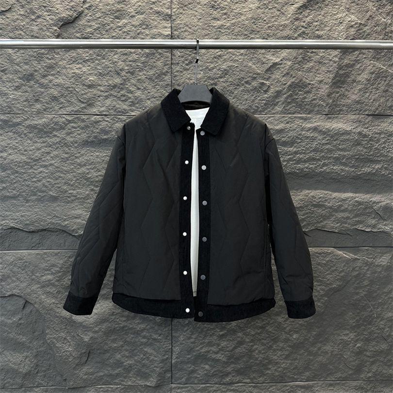 

Men s Quilted Lapel Jacket: Trendy Two-Piece Winter 2025 Warm Cotton Coat 3XL [180-200 lbs]