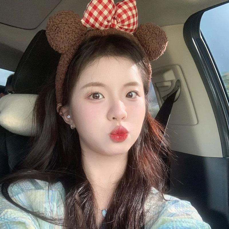 Cute and Funny Autumn and Winter Plush Face Wash Headband Female Wild Fun High Skull Headband Makeup Pressure Hairpin Hair Accessories