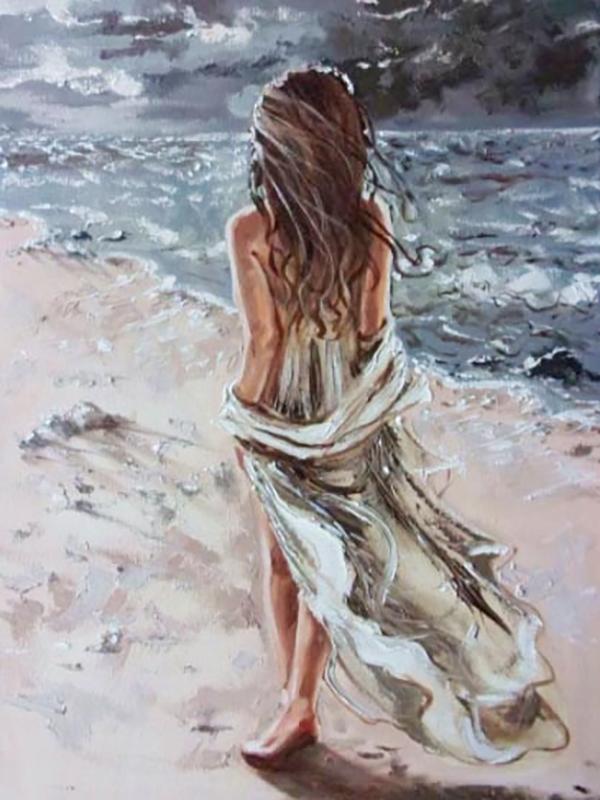 Diy 5d Full Diamond Painting Cartoon Embroidery Square Round Drill Seaside Beach Girl Mosaic Cross Stitch Handmade Art Hobby