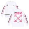 Off-White 2026 Autumn/Winter New 99 Digital Pink Arrow Graffiti Printed Men's and Women's Round Neck Hoodie