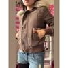 2KWEIRD Vintage Brown Fur Collar Hooded Jacket For Women Slim Fit Long Sleeve Pocket Coat New Female Autumn Winter Solid Streetwear