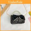 Modern Trendy Kids Girls Wool Cotton Butterfly Pearl Handbag With Flower Pattern For Daily Use