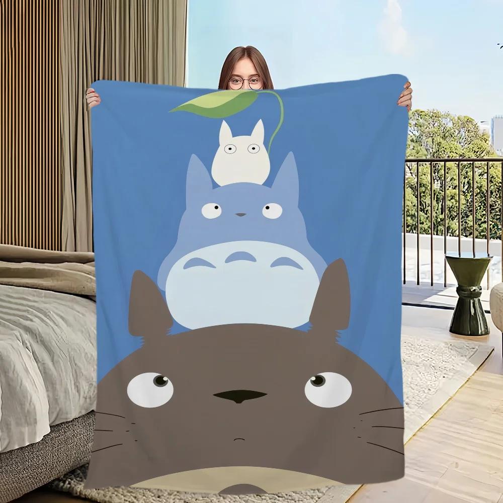 Cartoon Neighbor Totoro Throw Blanket Warm Plaid Flannel Soft Comfort Plush Perfect for Sofa Living Room Office Bedroom Travel G