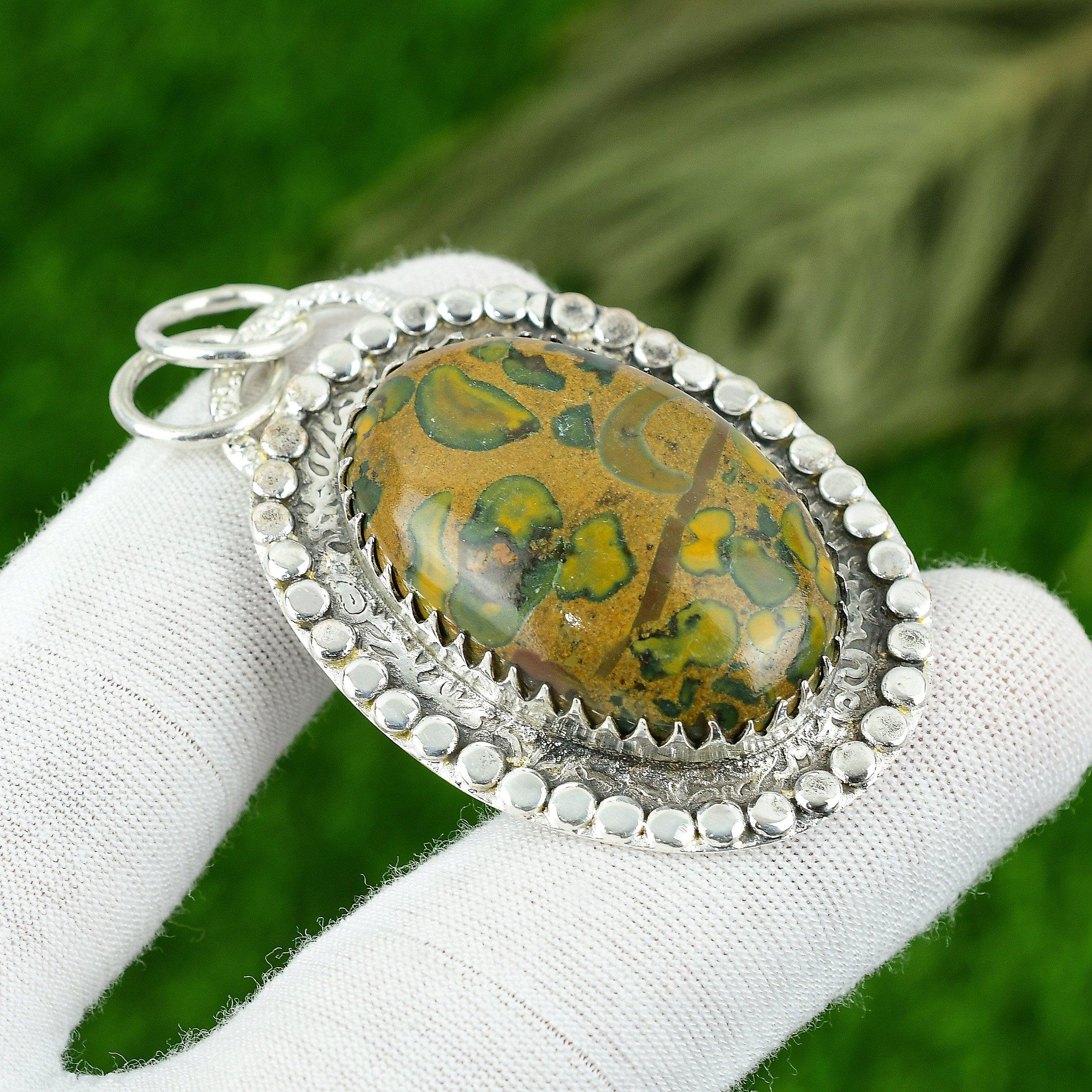 

Gift For Women Jewelry Pendant 925 Sterling Silver Natural Fruit Jasper Gemstone