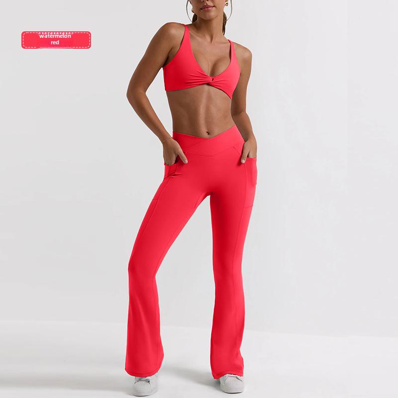 

Комплект сексуального нижнего белья Cross-Border: Спортивный бюстгальтер-комбинезон и штаны для йоги с высокой талией L